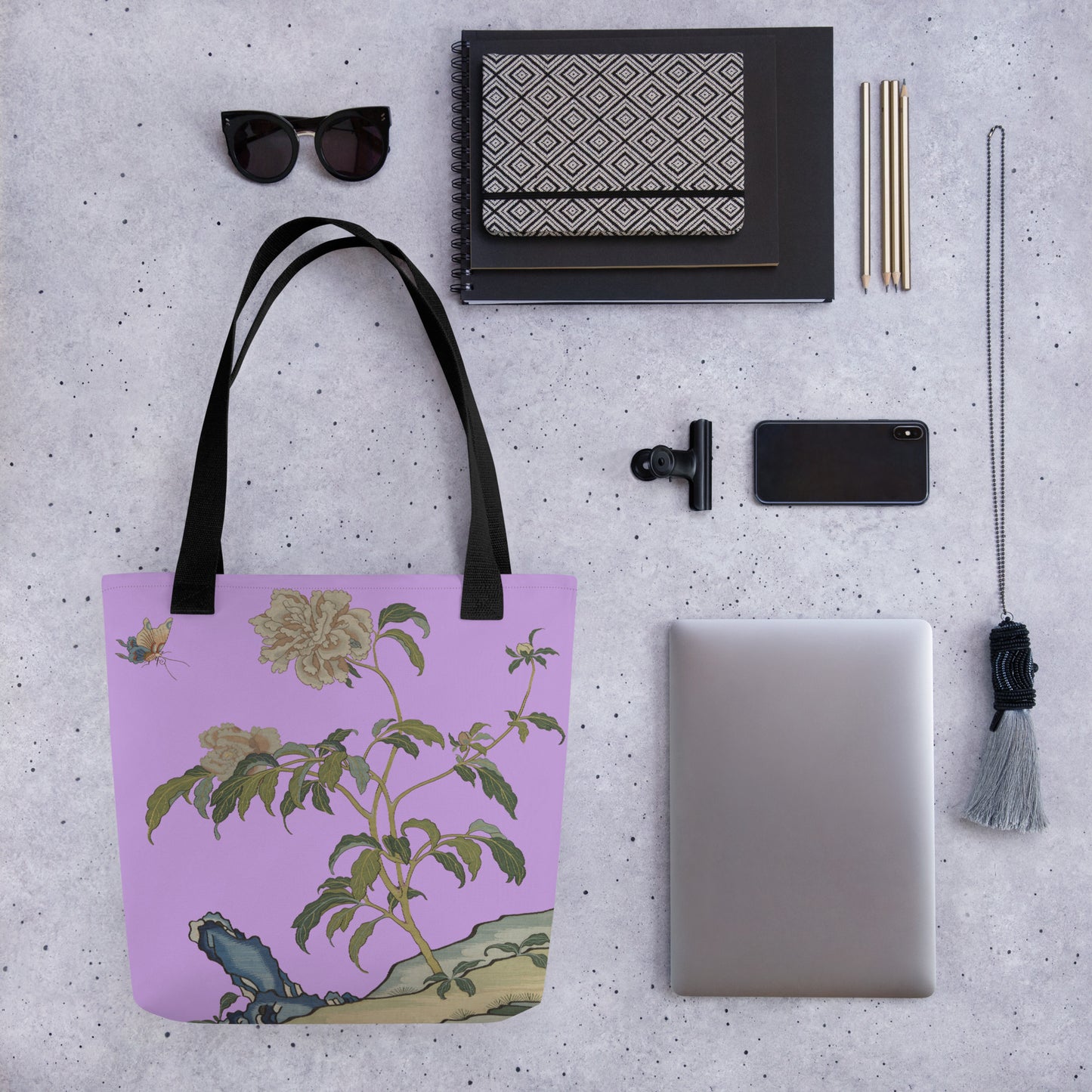 Kesi Flower Album｜Peonies and Butterfly｜Tote bag｜Lilac