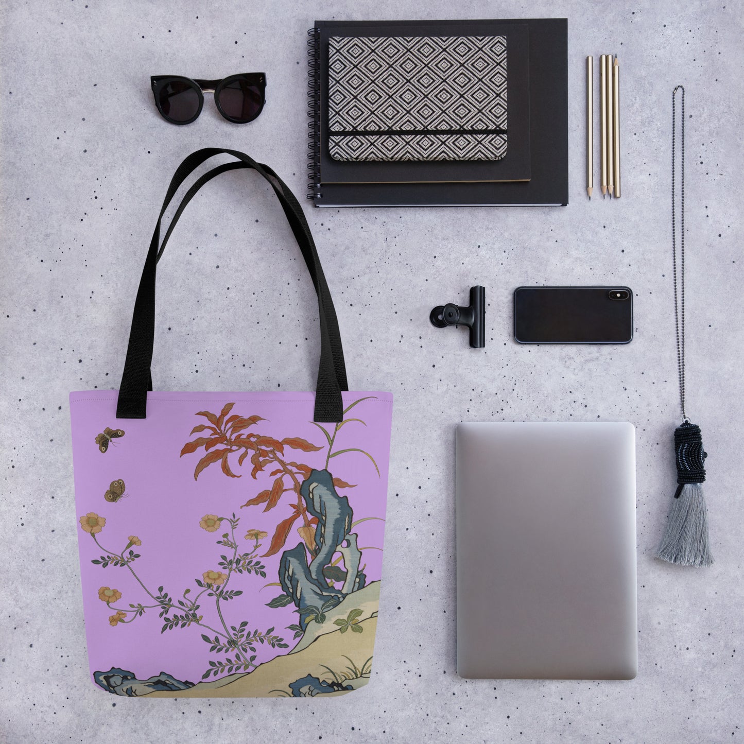 Kesi Flower Album｜Butterflies and Flowers｜Tote bag｜Lilac