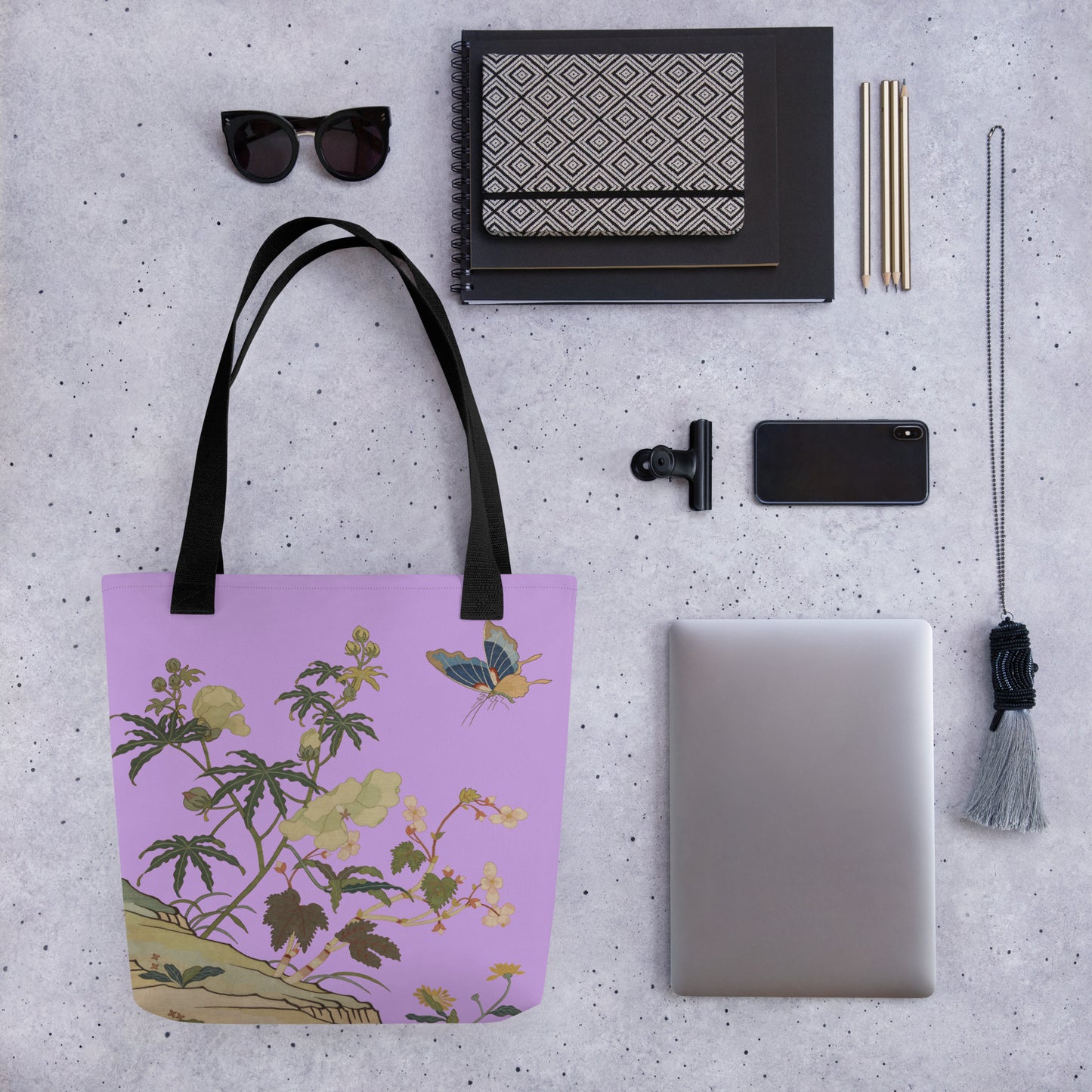 Kesi Flower Album｜Hibiscus and Begonia Blossoms｜Tote bag｜Lilac