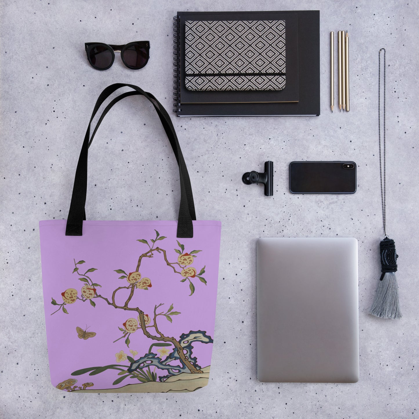 Kesi Flower Album｜Narcissus and Peaches｜Tote bag｜Lilac