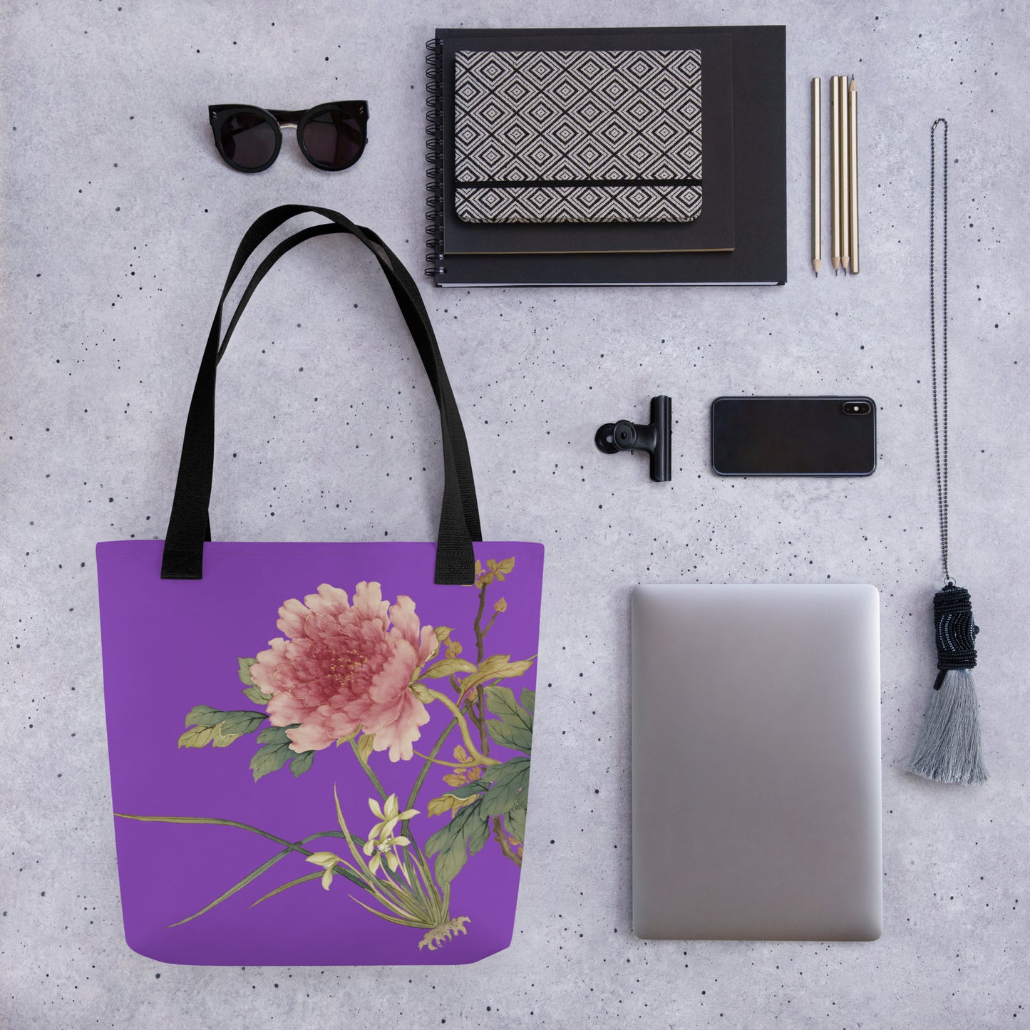 The Spirit of Flowers in Twelve Months｜Orchid and Tree Peony in Bloom｜Tote bag｜Purple