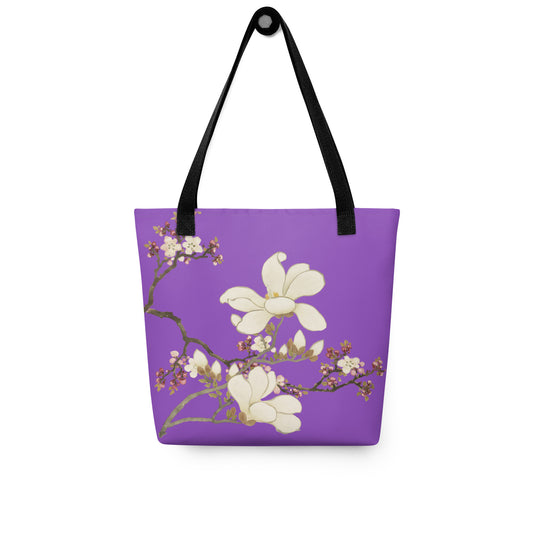 The Spirit of Flowers in Twelve Months｜Apricot and Lily Magnolia in Blossom｜Tote bag｜Purple