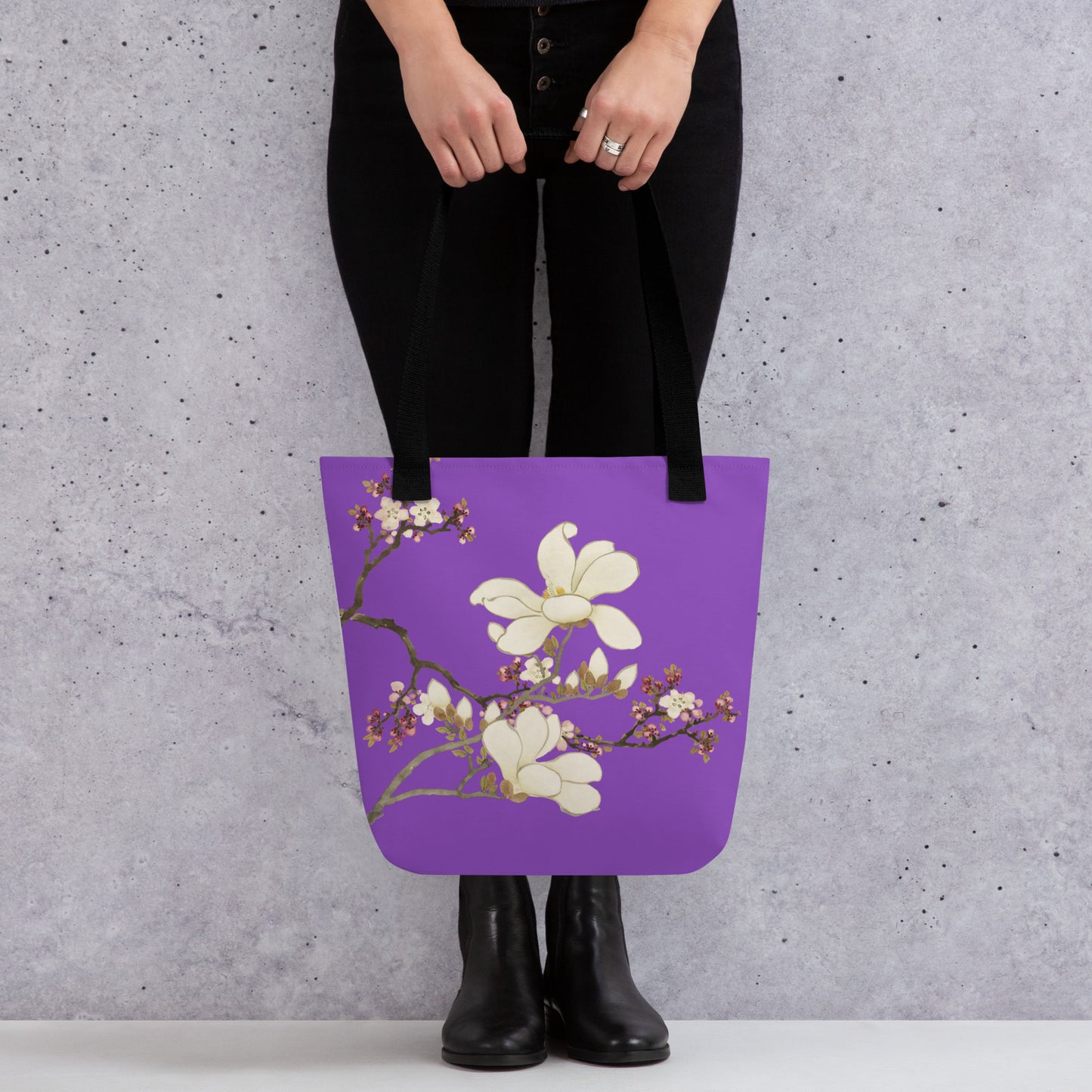 The Spirit of Flowers in Twelve Months｜Apricot and Lily Magnolia in Blossom｜Tote bag｜Purple