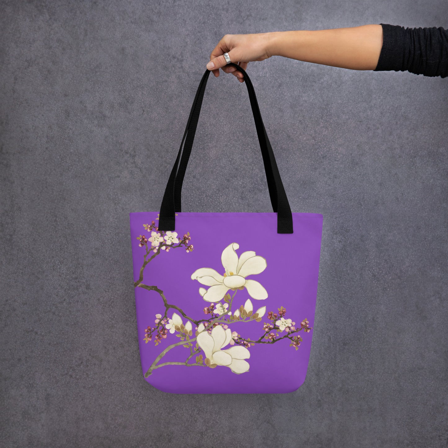 The Spirit of Flowers in Twelve Months｜Apricot and Lily Magnolia in Blossom｜Tote bag｜Purple