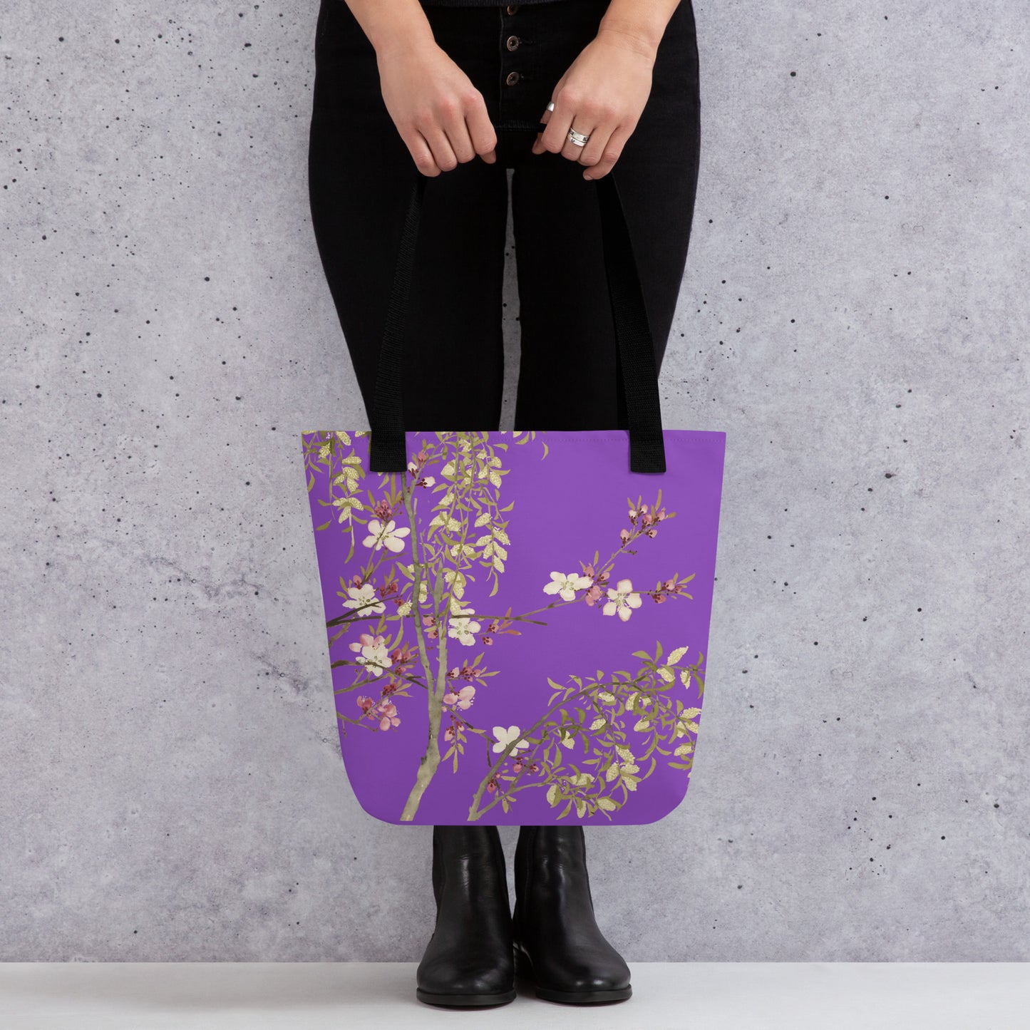 The Spirit of Flowers in Twelve Months｜Willow and Peach Blossom｜Tote bag｜Purple