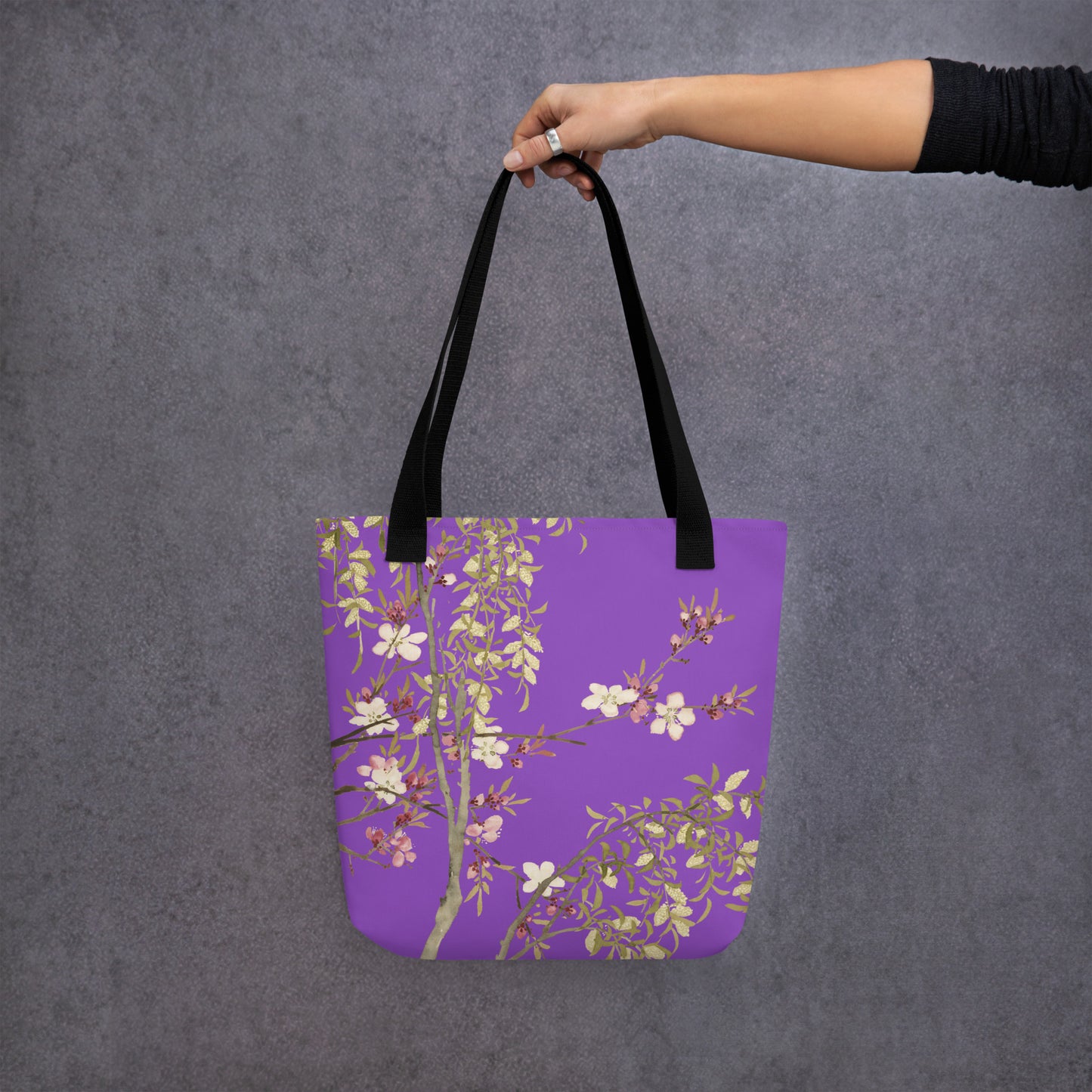 The Spirit of Flowers in Twelve Months｜Willow and Peach Blossom｜Tote bag｜Purple