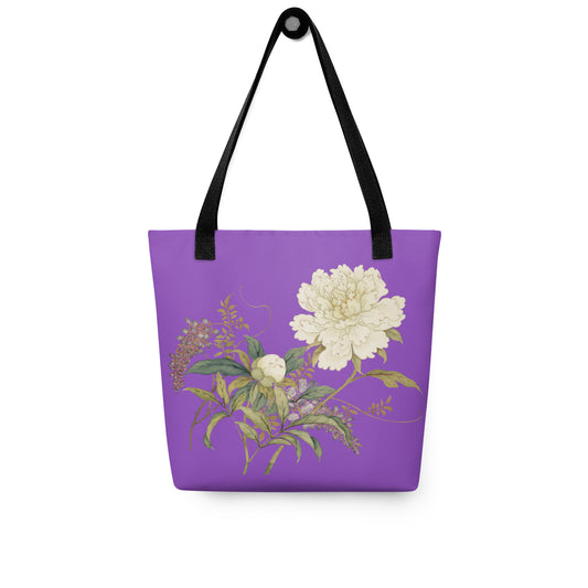 The Spirit of Flowers in Twelve Months｜Chinese Peony and Wisteria in Bloom｜Tote bag｜Purple