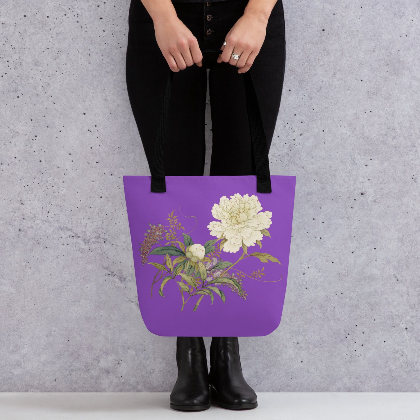 The Spirit of Flowers in Twelve Months｜Chinese Peony and Wisteria in Bloom｜Tote bag｜Purple