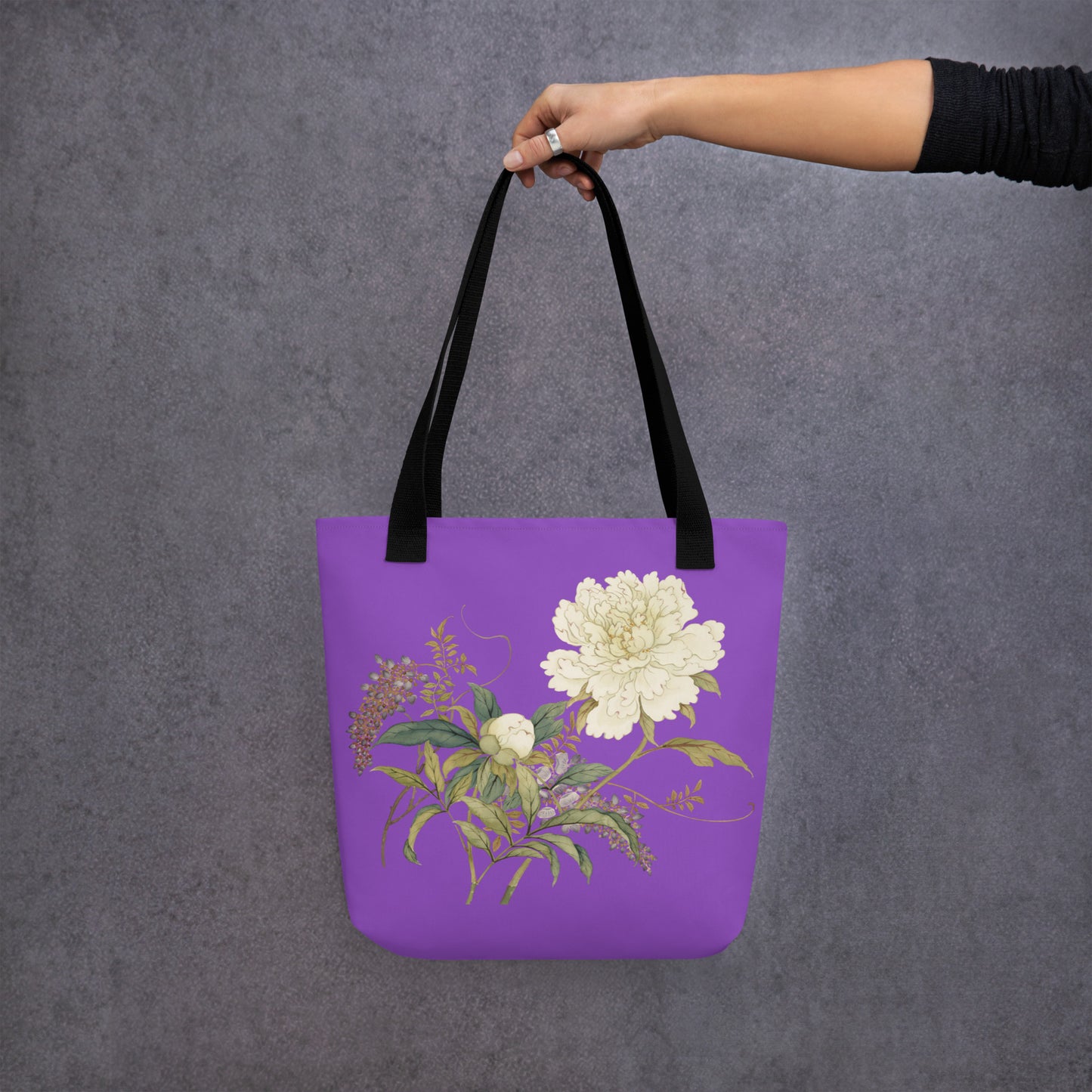 The Spirit of Flowers in Twelve Months｜Chinese Peony and Wisteria in Bloom｜Tote bag｜Purple