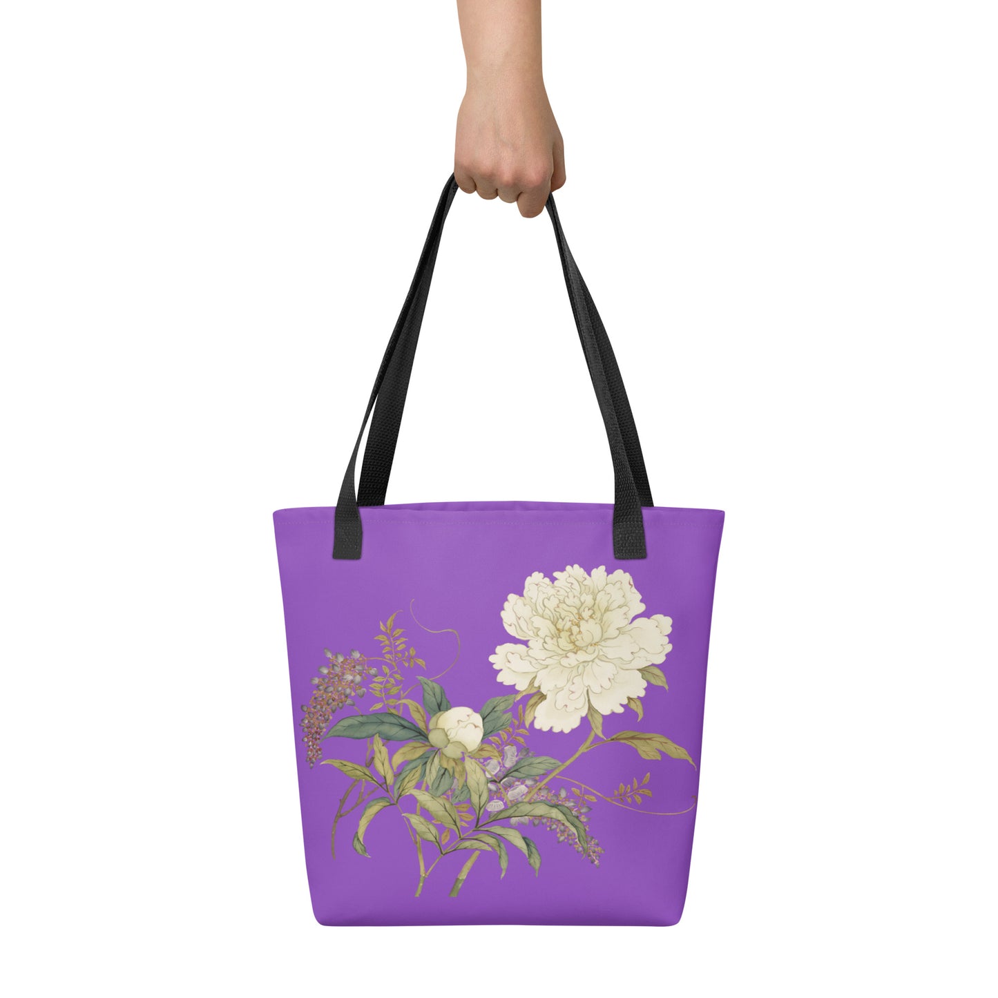 The Spirit of Flowers in Twelve Months｜Chinese Peony and Wisteria in Bloom｜Tote bag｜Purple