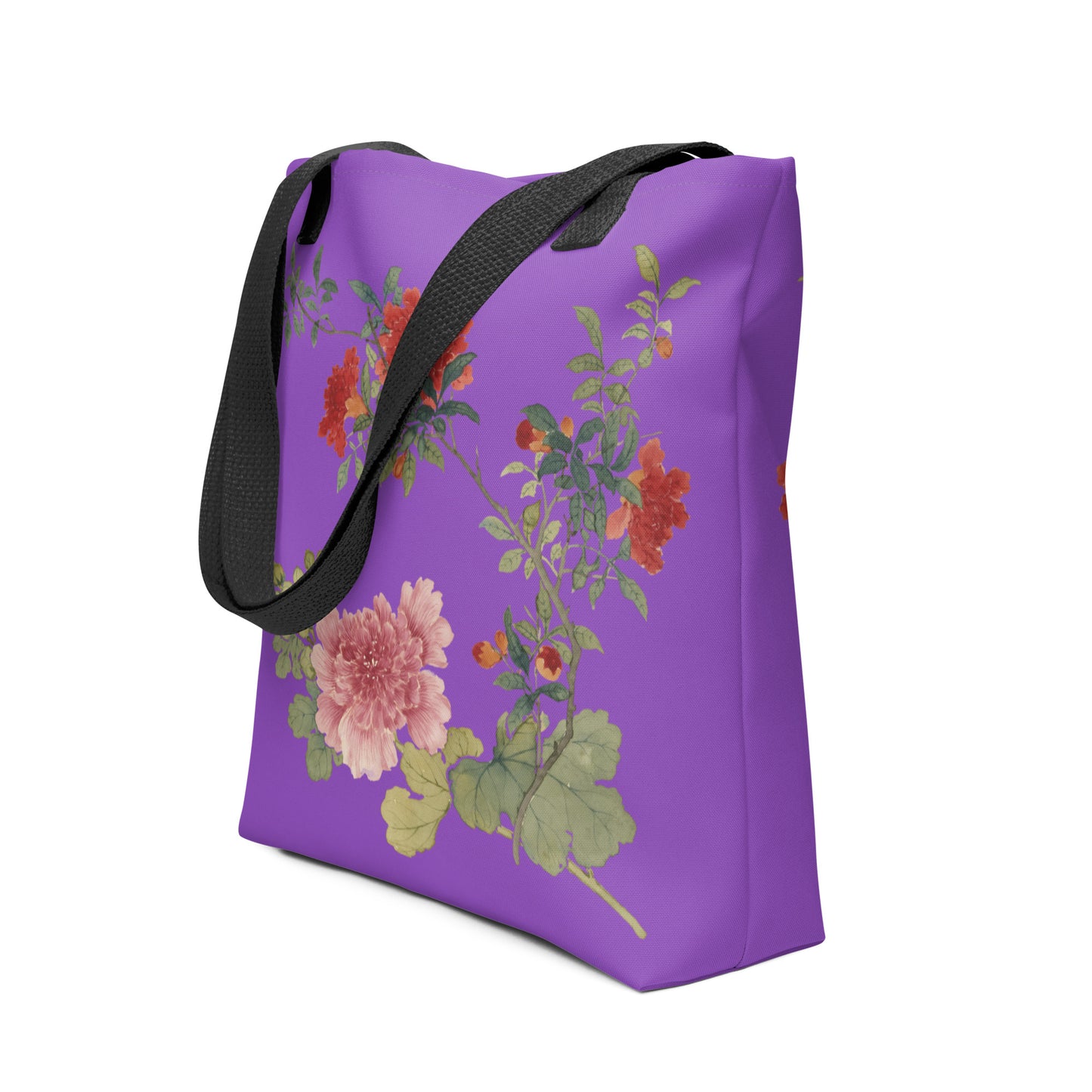 The Spirit of Flowers in Twelve Months｜Hollyhock and Pomegranate in Bloom｜Tote bag｜Purple