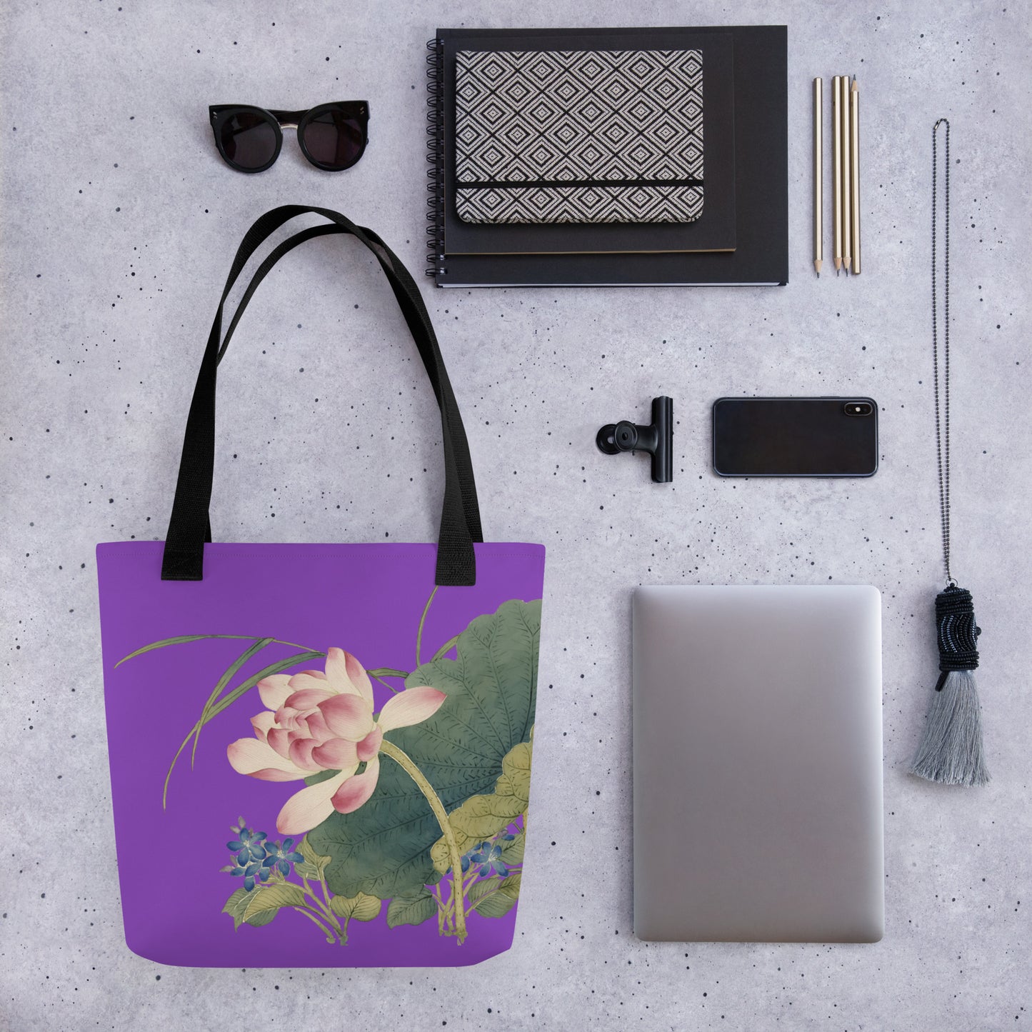 The Spirit of Flowers in Twelve Months｜Lotus in Bloom｜Tote bag｜Purple