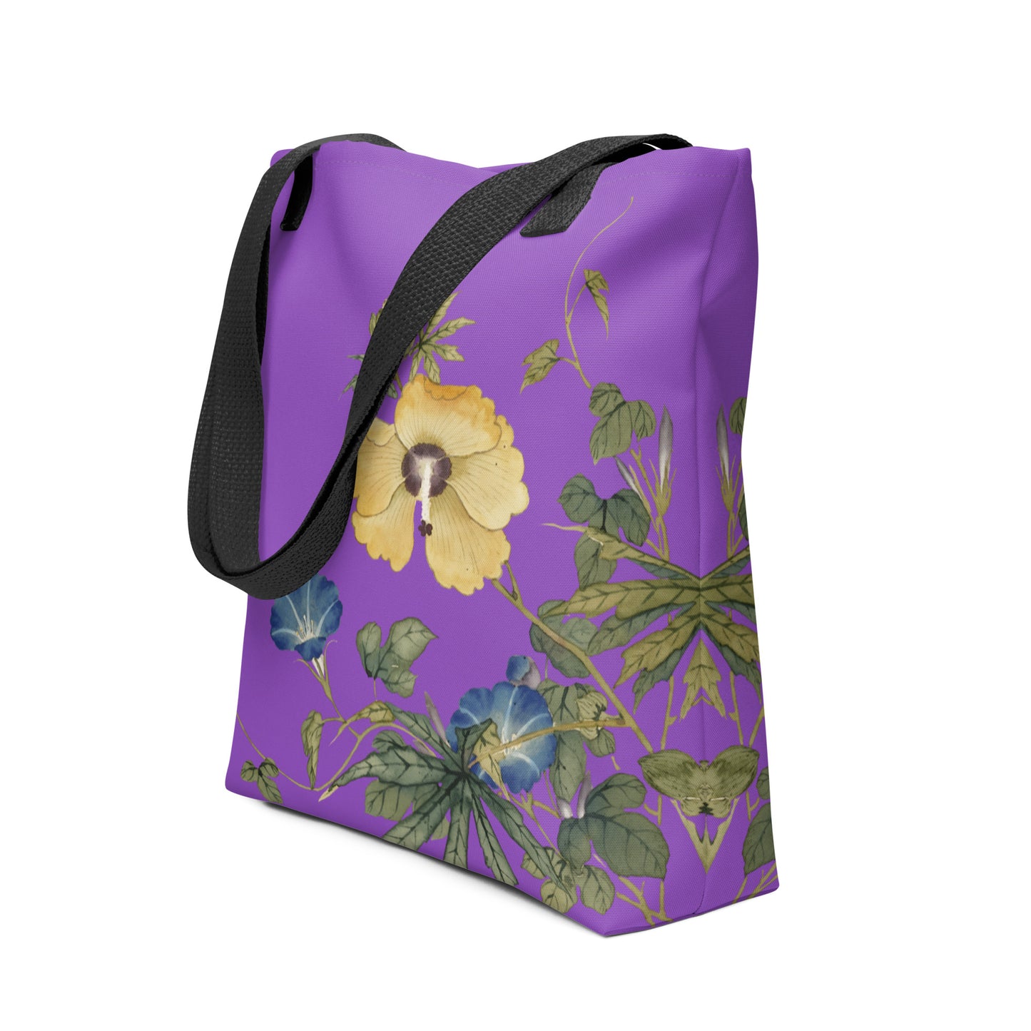 The Spirit of Flowers in Twelve Months｜Okra and White-edged Morning Glory in Bloom｜Tote bag｜Purple