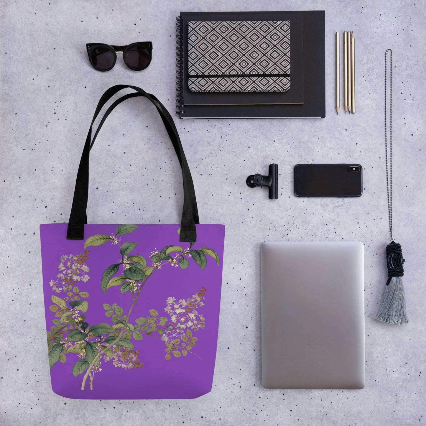 The Spirit of Flowers in Twelve Months｜Osmanthus and Crape Myrtle in Bloom｜Tote bag｜Purple