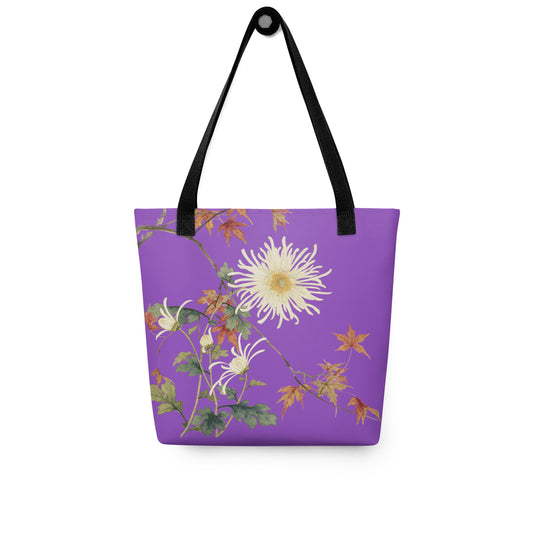 The Spirit of Flowers in Twelve Months｜Blooming Chrysanthemum and Maple Leaves｜Tote bag｜Purple