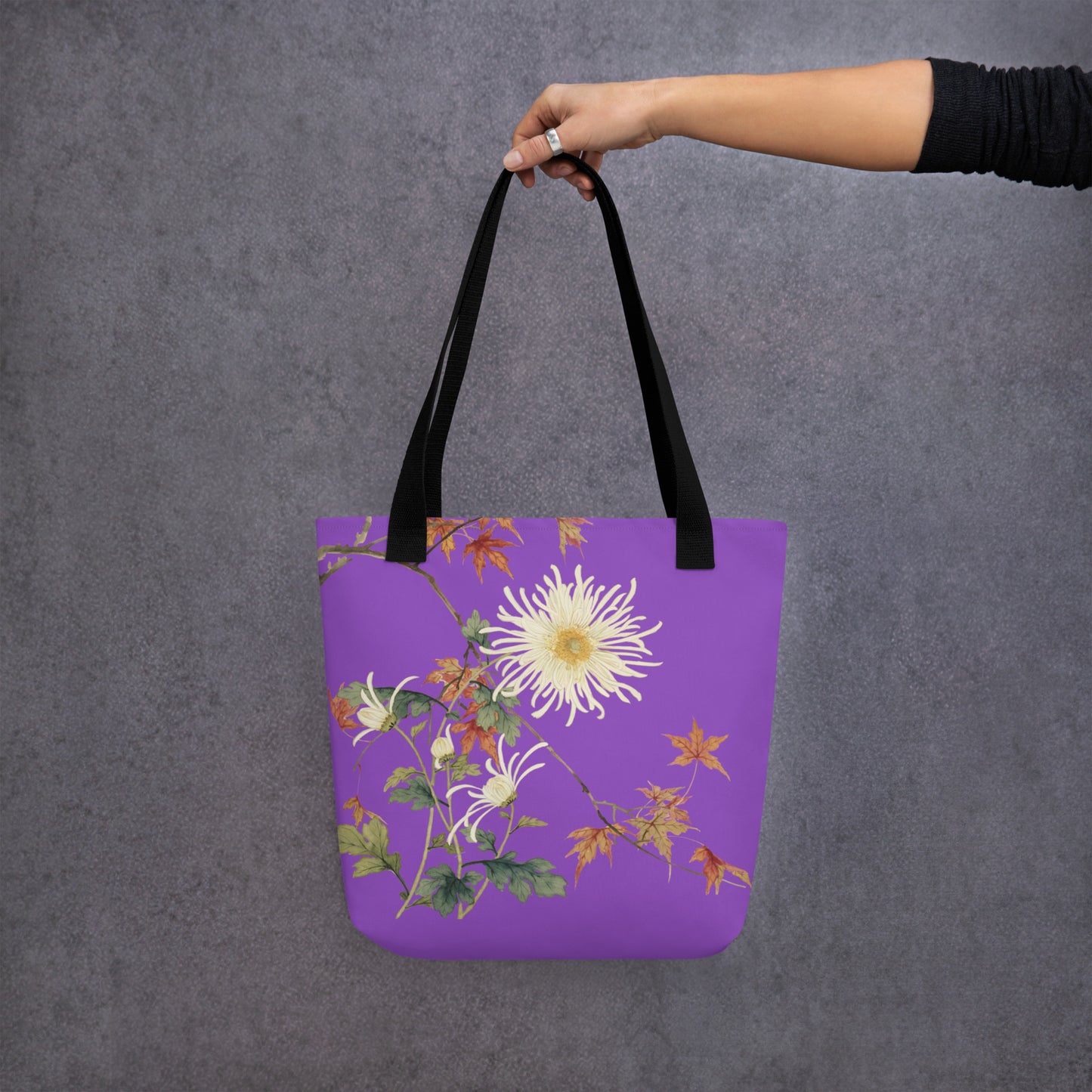 The Spirit of Flowers in Twelve Months｜Blooming Chrysanthemum and Maple Leaves｜Tote bag｜Purple