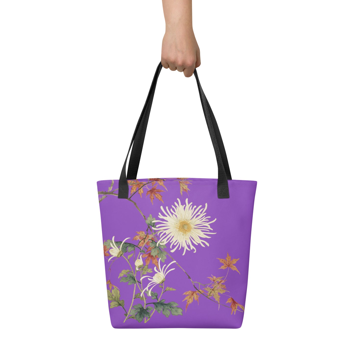 The Spirit of Flowers in Twelve Months｜Blooming Chrysanthemum and Maple Leaves｜Tote bag｜Purple