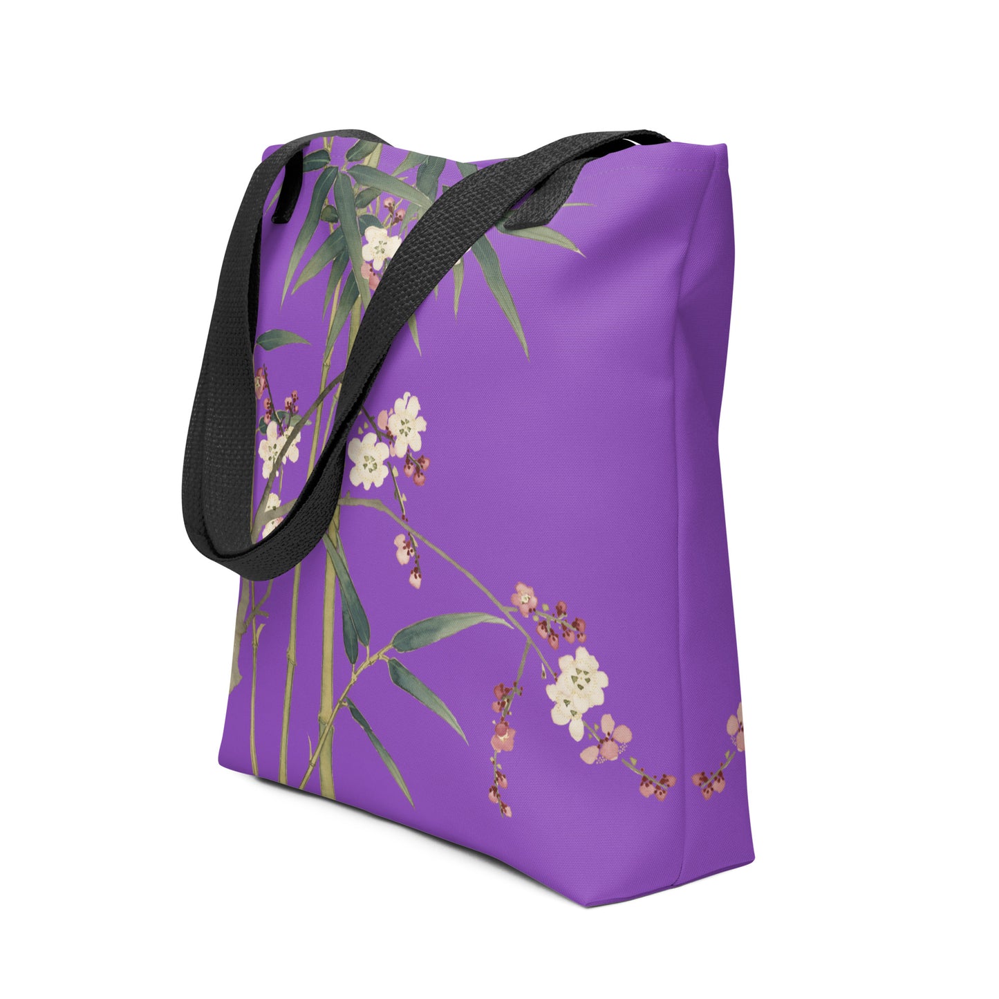 The Spirit of Flowers in Twelve Months｜Crimson Plum Blossom and Lush Green Bamboo｜Tote bag｜Purple