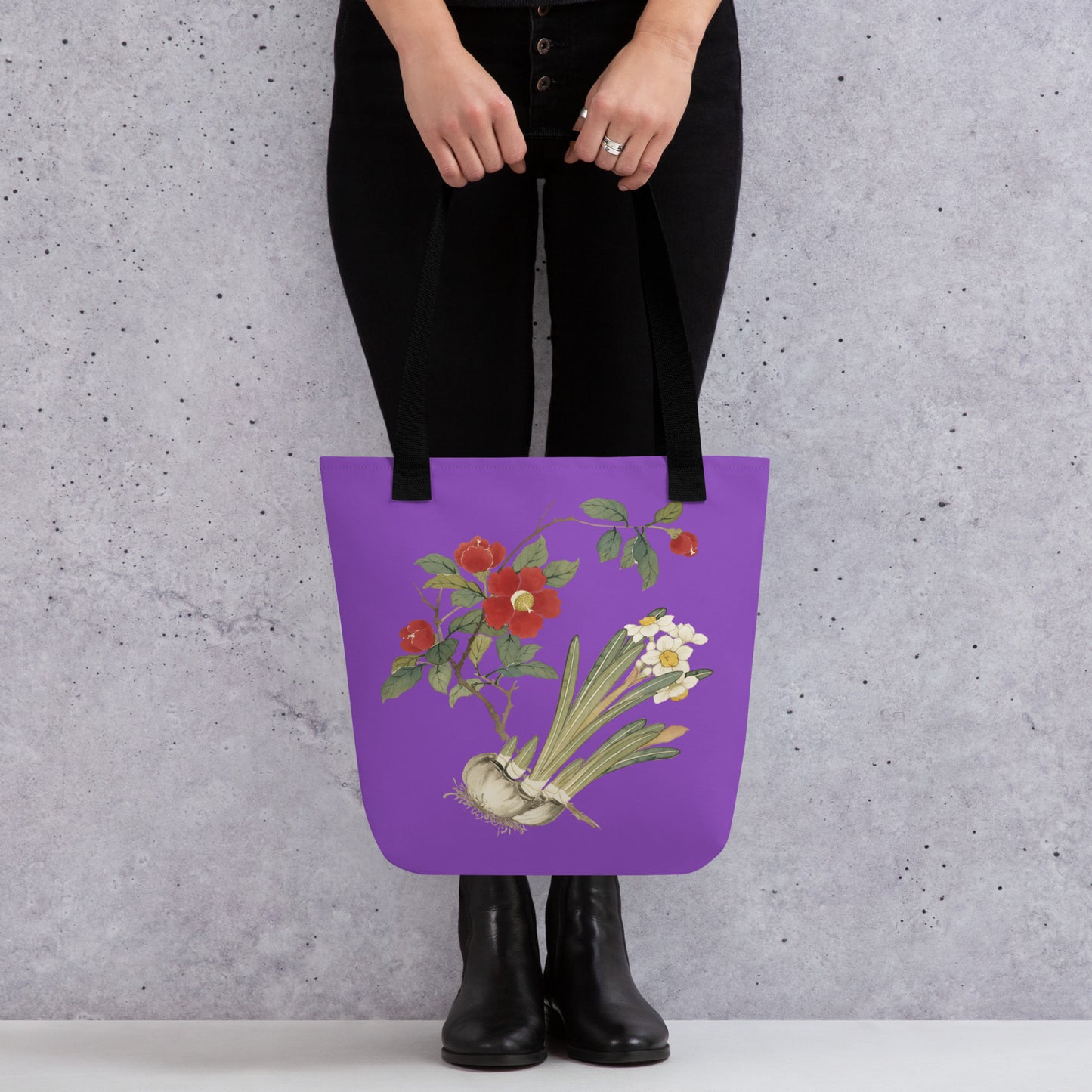 The Spirit of Flowers in Twelve Months｜Narcissus and Camelia in Bloom｜Tote bag｜Purple