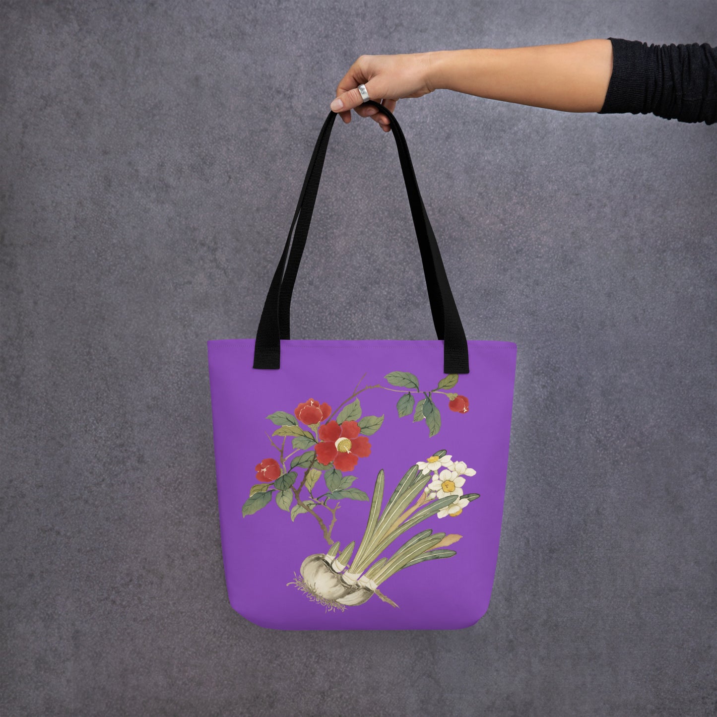 The Spirit of Flowers in Twelve Months｜Narcissus and Camelia in Bloom｜Tote bag｜Purple