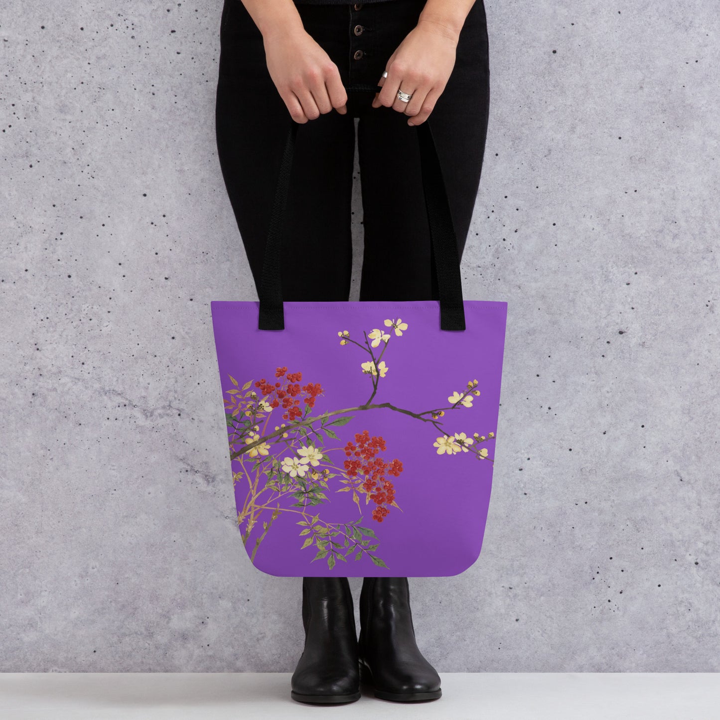 The Spirit of Flowers in Twelve Months｜Blooming Wintersweet and Heavenly Bamboo｜Tote bag｜Purple