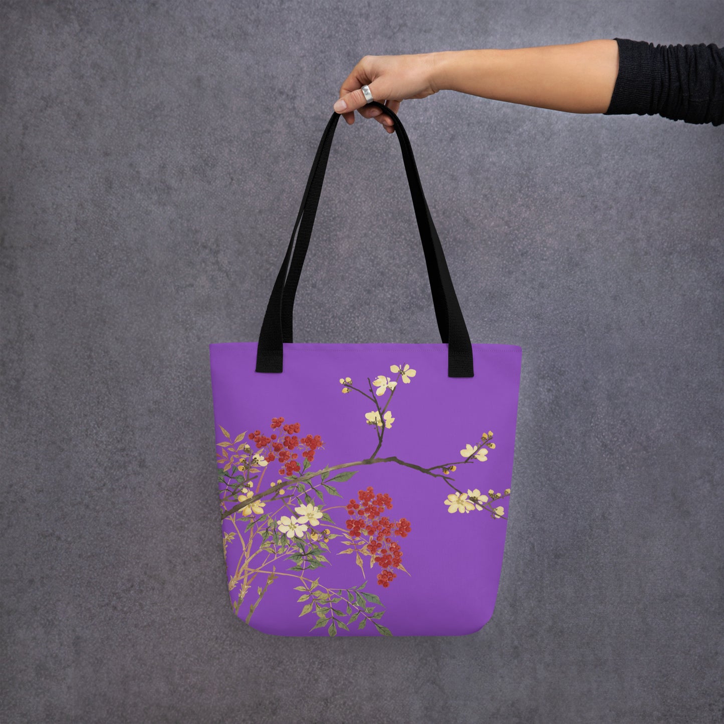 The Spirit of Flowers in Twelve Months｜Blooming Wintersweet and Heavenly Bamboo｜Tote bag｜Purple