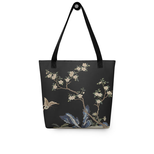 Kesi Flower Album｜White Plum Blossoms and Butterfly｜Tote bag｜Black