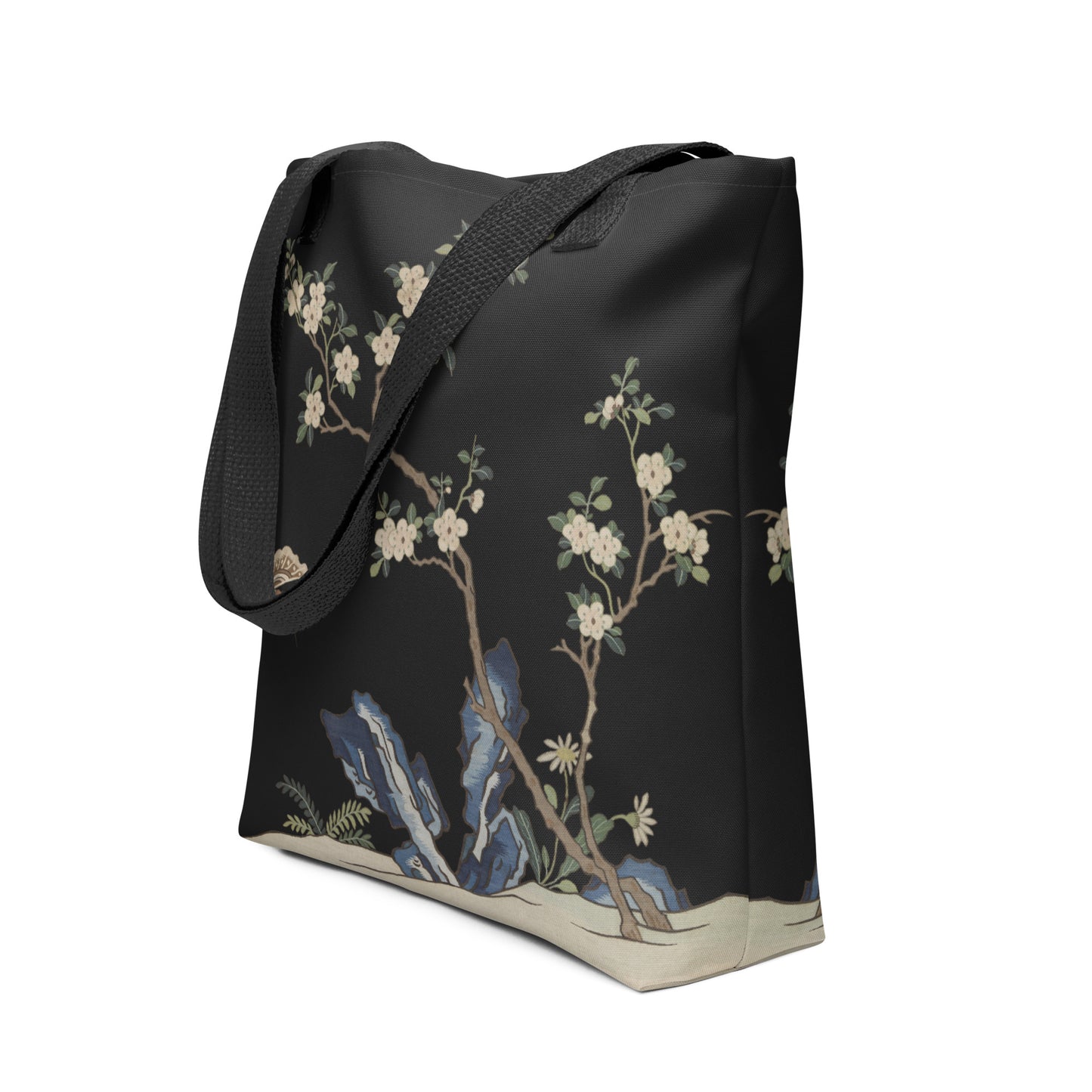 Kesi Flower Album｜White Plum Blossoms and Butterfly｜Tote bag｜Black