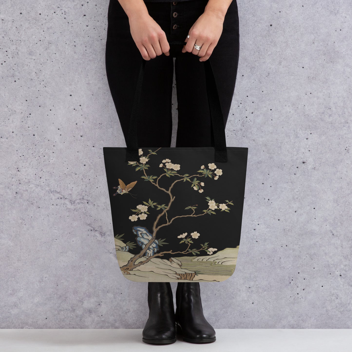 Kesi Flower Album｜Plum Blossoms and Butterfly｜Tote bag｜Black