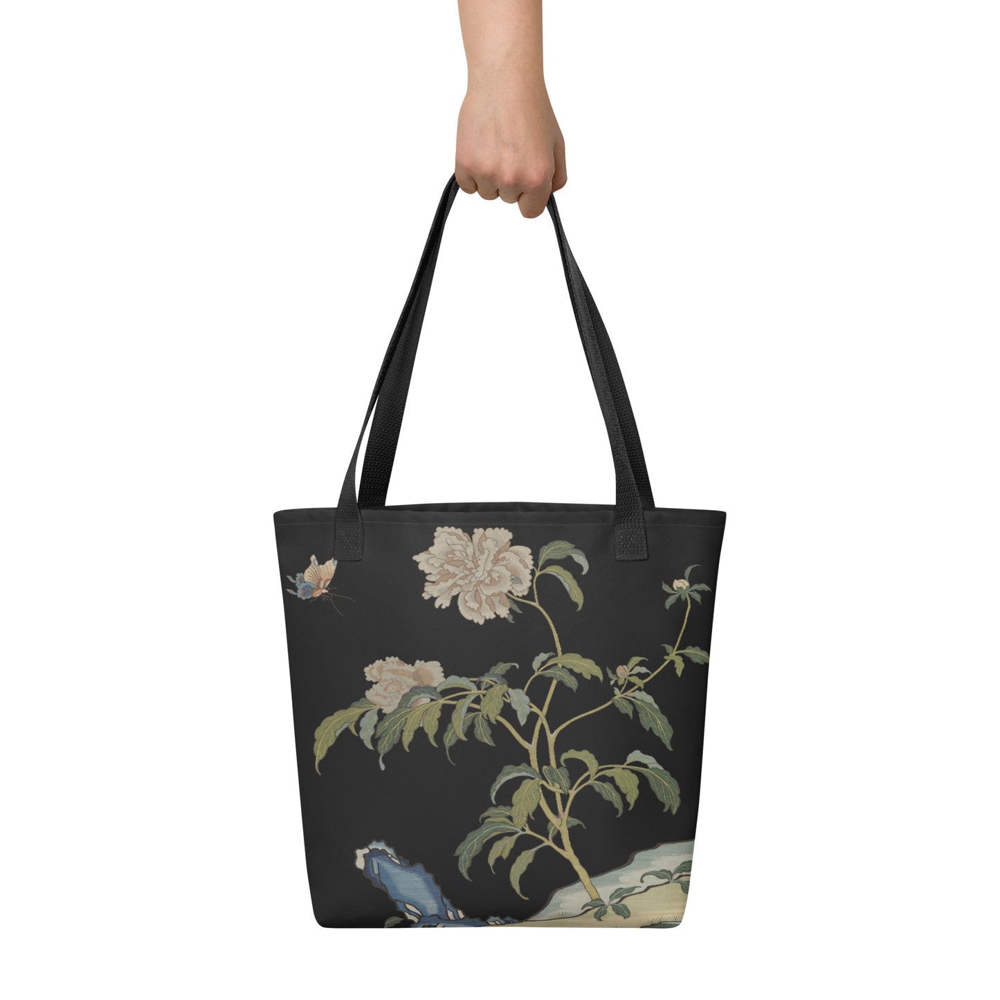 Kesi Flower Album｜Peonies and Butterfly｜Tote bag｜Black