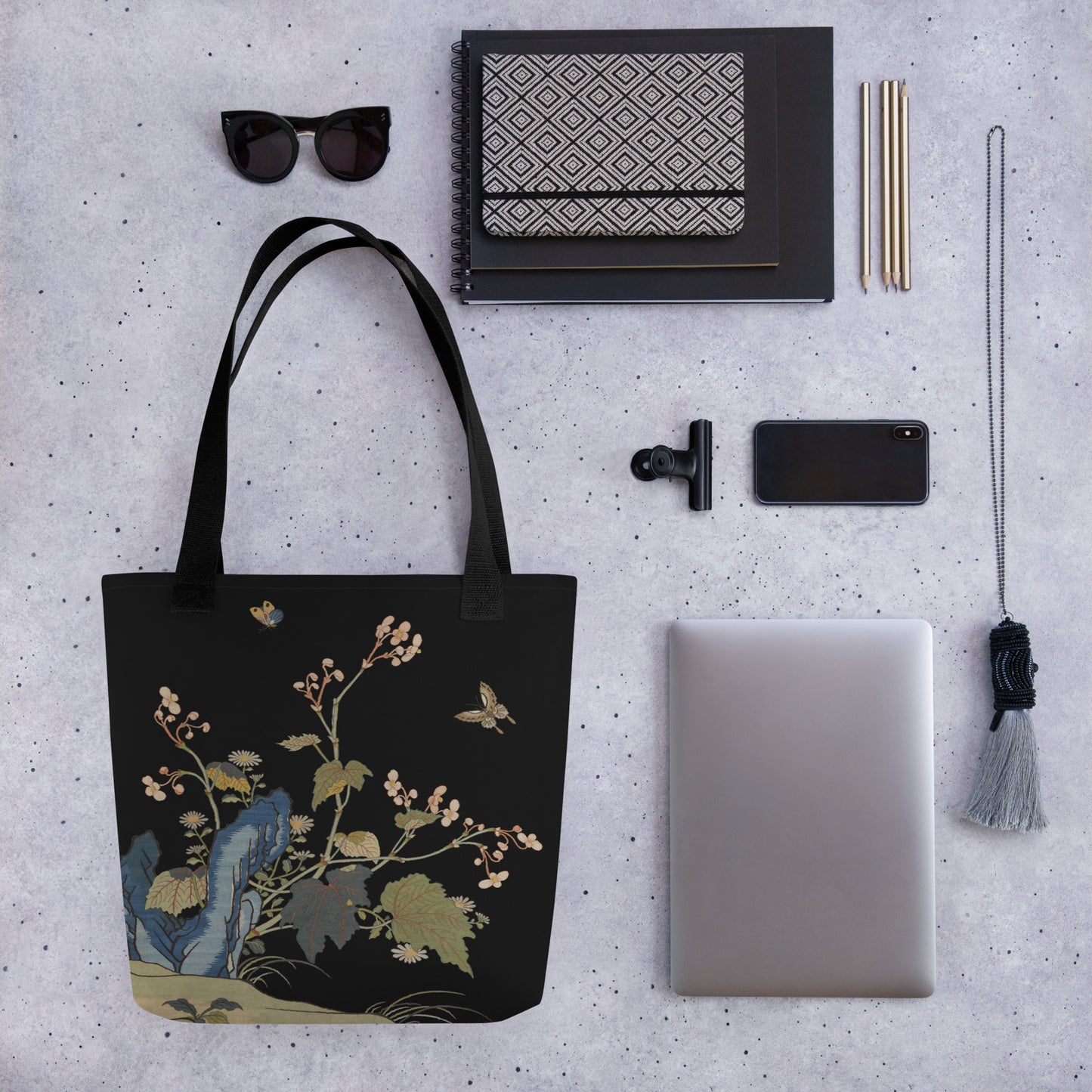 Kesi Flower Album｜Begonia Blossoms｜Tote bag｜Black