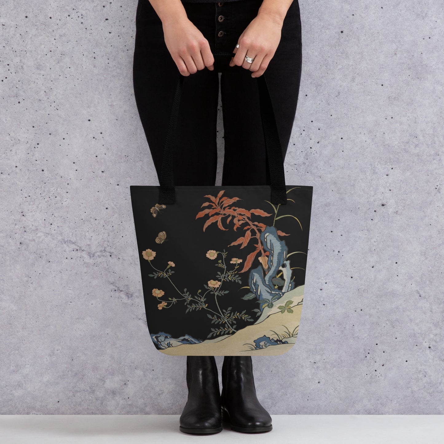 Kesi Flower Album｜Butterflies and Flowers｜Tote bag｜Black