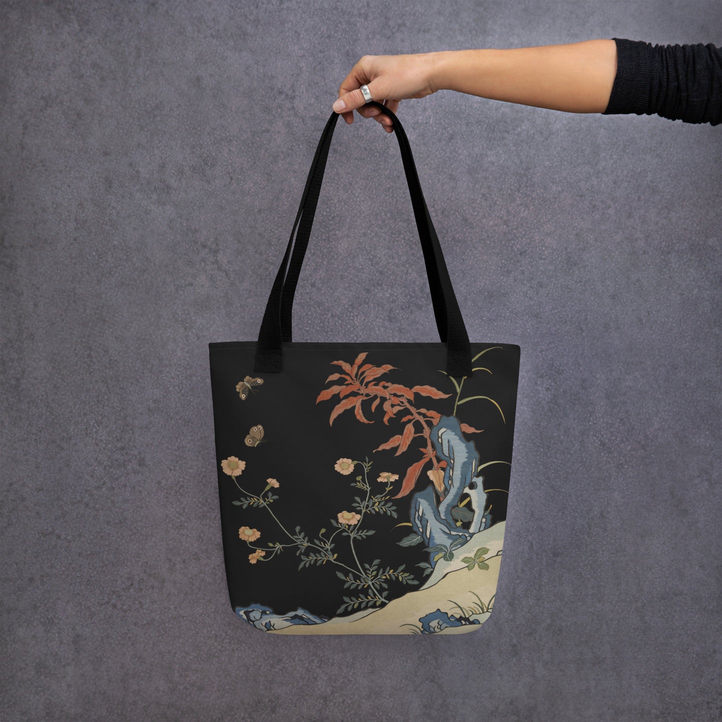 Kesi Flower Album｜Butterflies and Flowers｜Tote bag｜Black