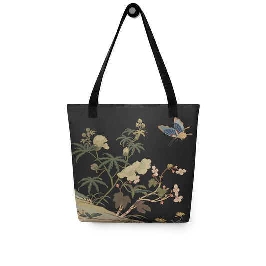 Kesi Flower Album｜Hibiscus and Begonia Blossoms｜Tote bag｜Black