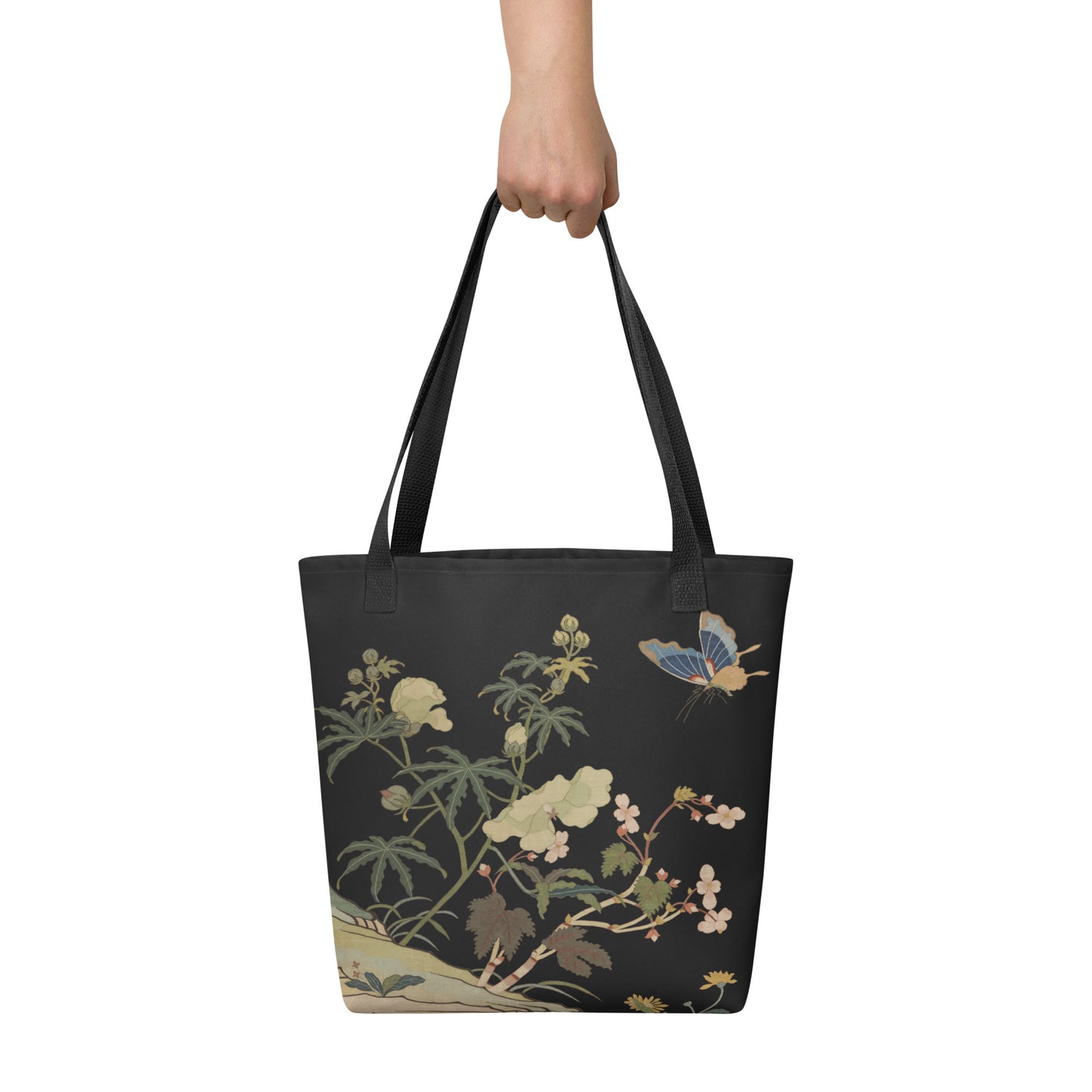 Kesi Flower Album｜Hibiscus and Begonia Blossoms｜Tote bag｜Black