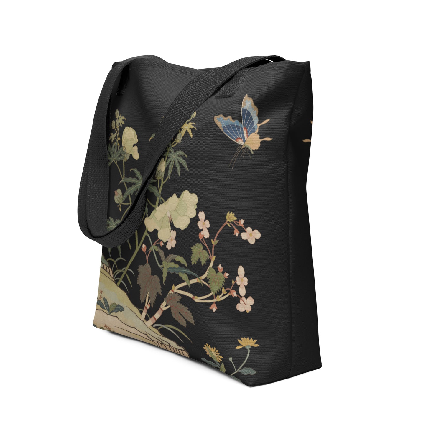 Kesi Flower Album｜Hibiscus and Begonia Blossoms｜Tote bag｜Black