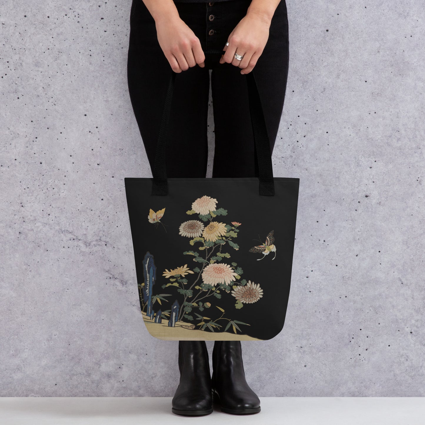 Kesi Flower Album｜Chrysanthemums and Butterflies｜Tote bag｜Black