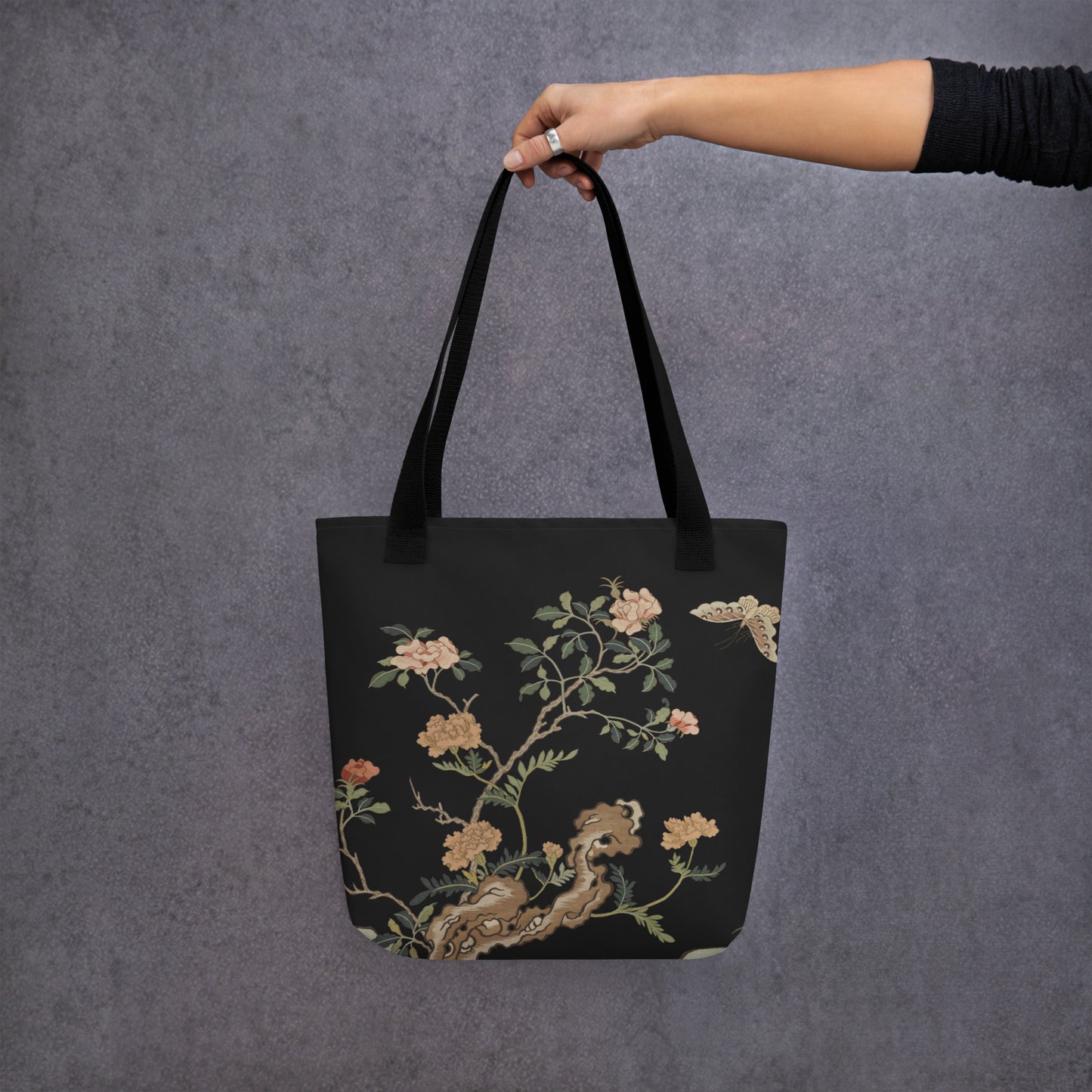 Kesi Flower Album｜Camellia and Butterfly｜Tote bag｜Black