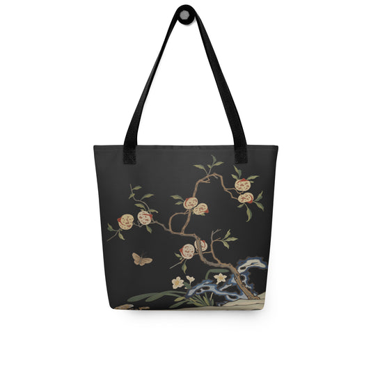 Kesi Flower Album｜Narcissus and Peaches｜Tote bag｜Black