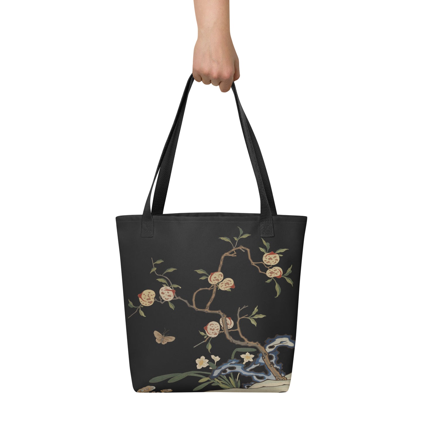 Kesi Flower Album｜Narcissus and Peaches｜Tote bag｜Black