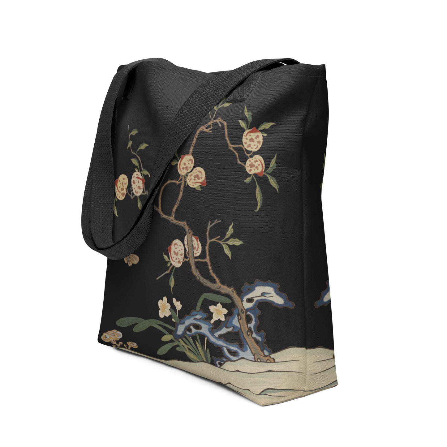 Kesi Flower Album｜Narcissus and Peaches｜Tote bag｜Black