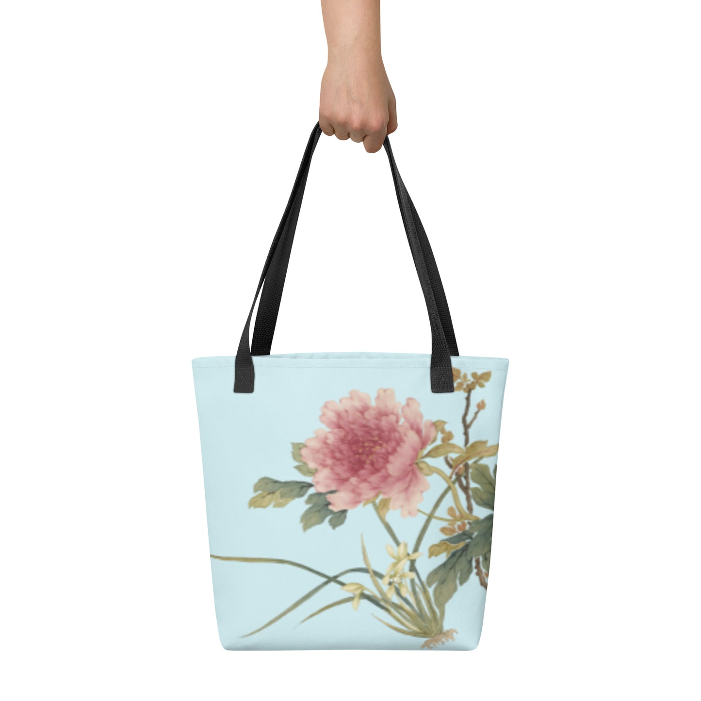 The Spirit of Flowers in Twelve Months｜Orchid and Tree Peony in Bloom｜Tote bag｜Aqua blue