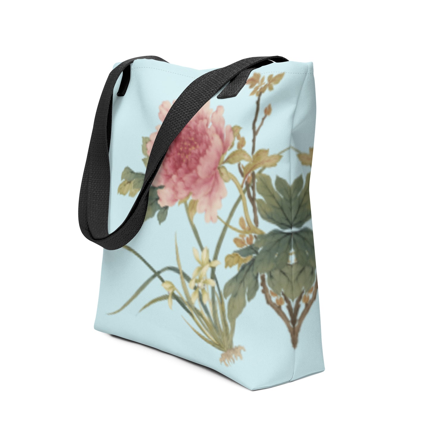 The Spirit of Flowers in Twelve Months｜Orchid and Tree Peony in Bloom｜Tote bag｜Aqua blue