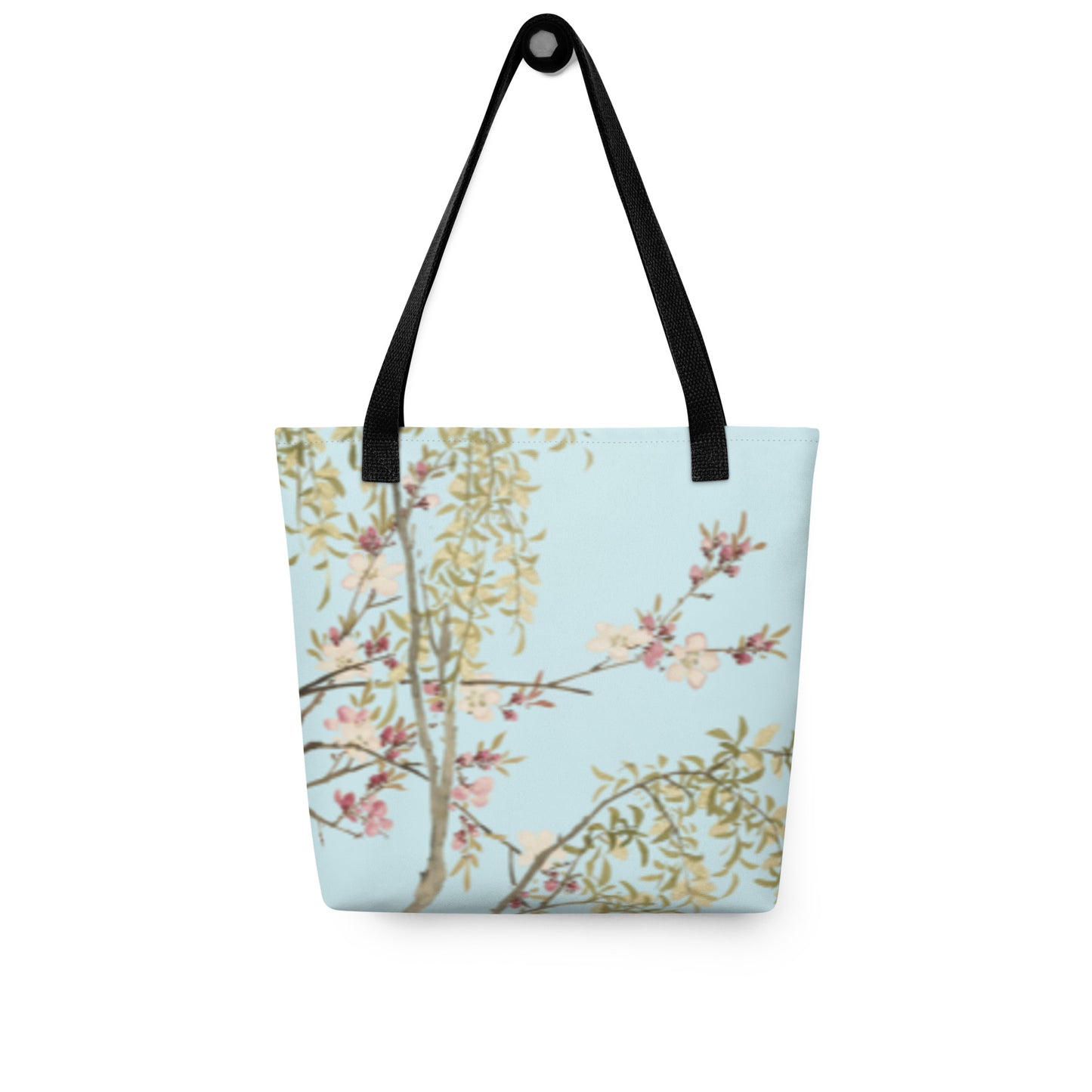 The Spirit of Flowers in Twelve Months｜Willow and Peach Blossom｜Tote bag｜Aqua blue