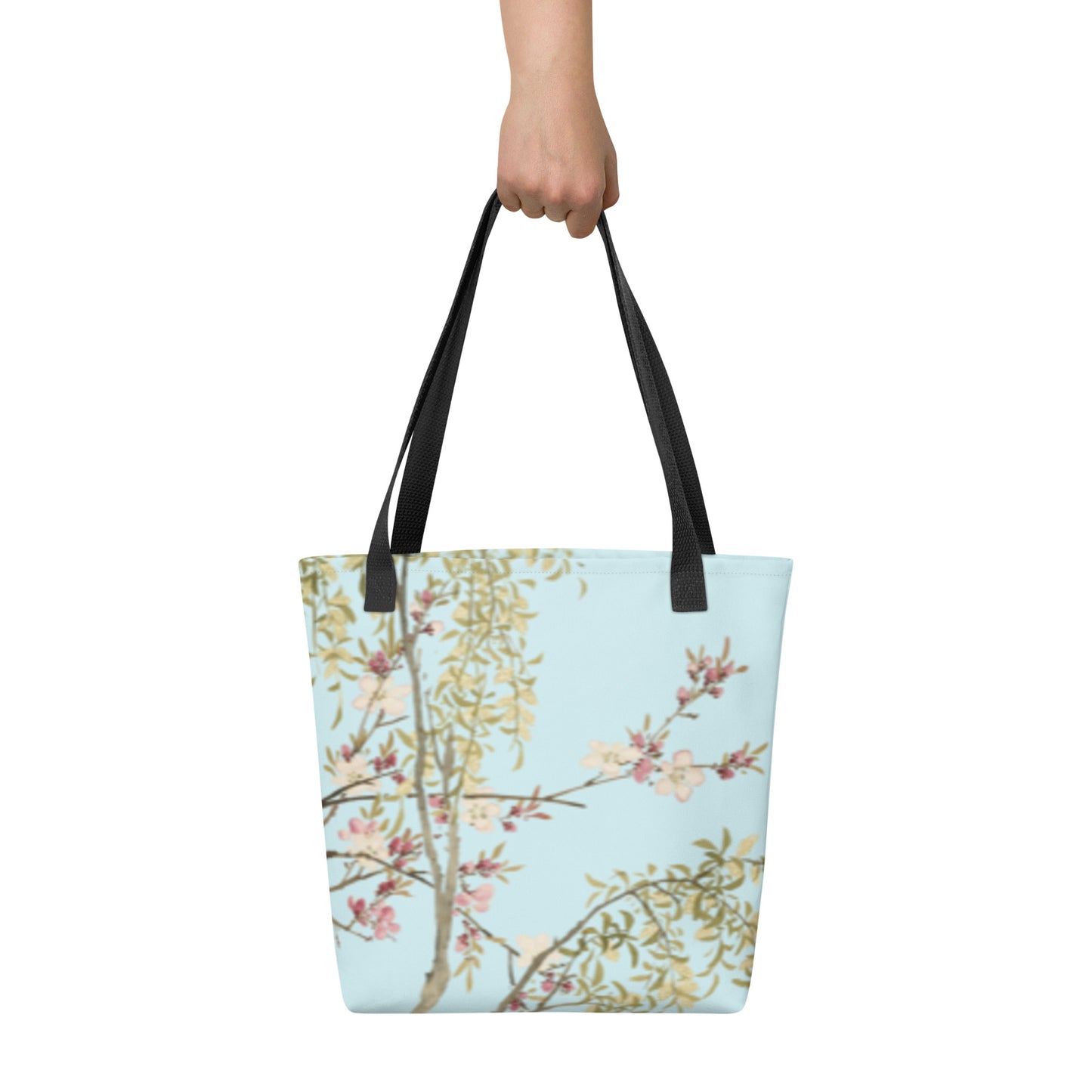 The Spirit of Flowers in Twelve Months｜Willow and Peach Blossom｜Tote bag｜Aqua blue