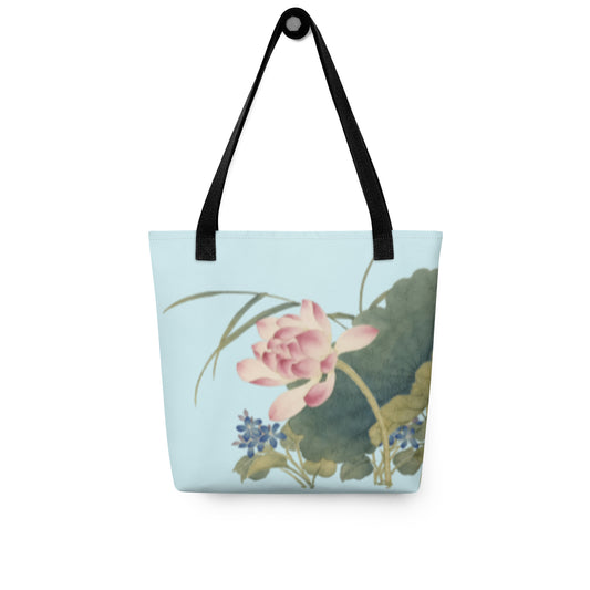 The Spirit of Flowers in Twelve Months｜Lotus in Bloom｜Tote bag｜Aqua blue