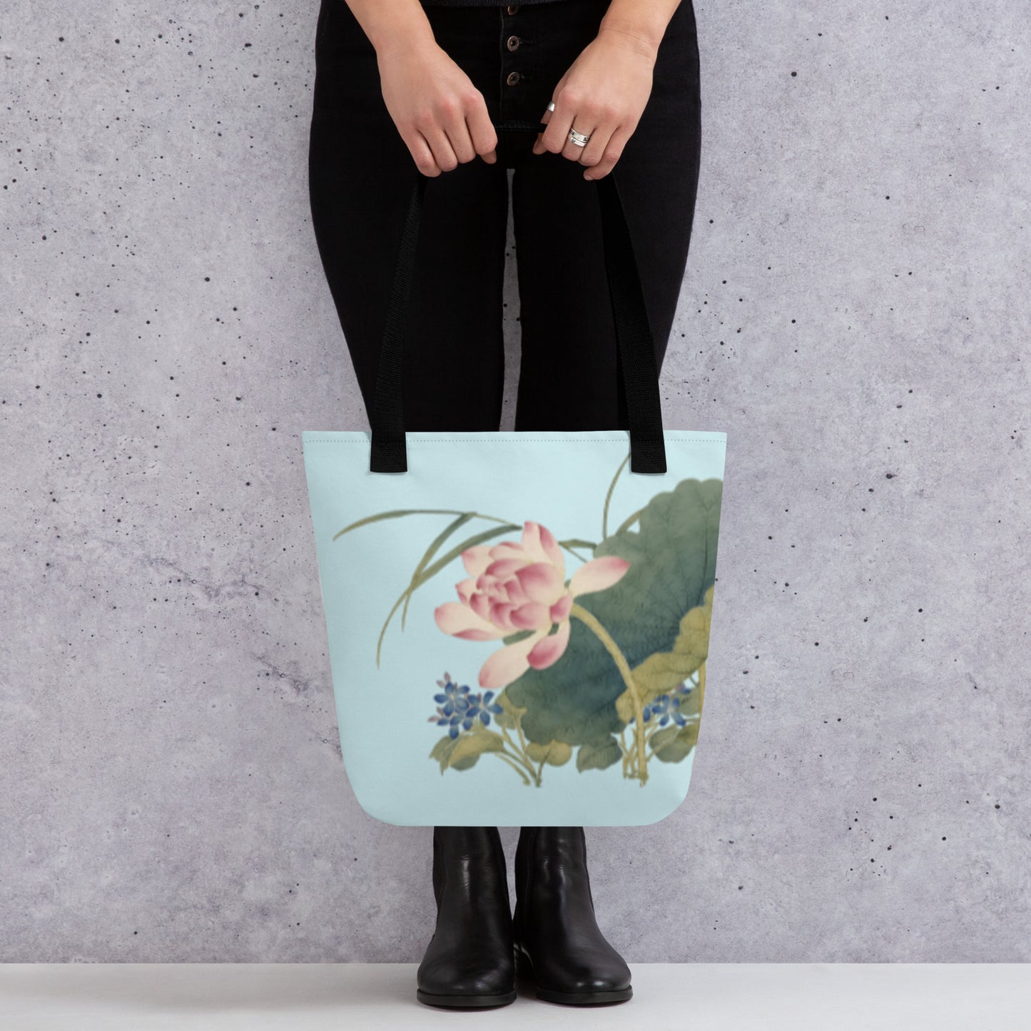 The Spirit of Flowers in Twelve Months｜Lotus in Bloom｜Tote bag｜Aqua blue