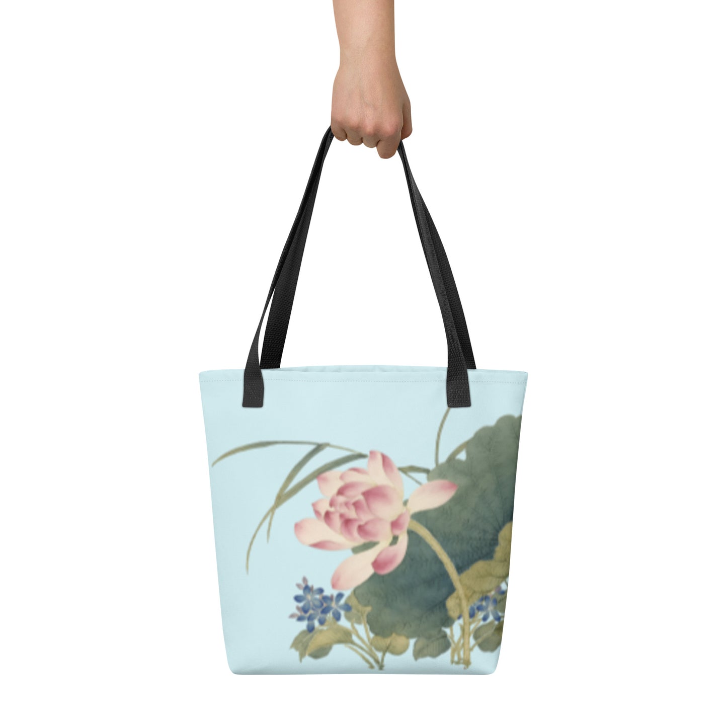 The Spirit of Flowers in Twelve Months｜Lotus in Bloom｜Tote bag｜Aqua blue