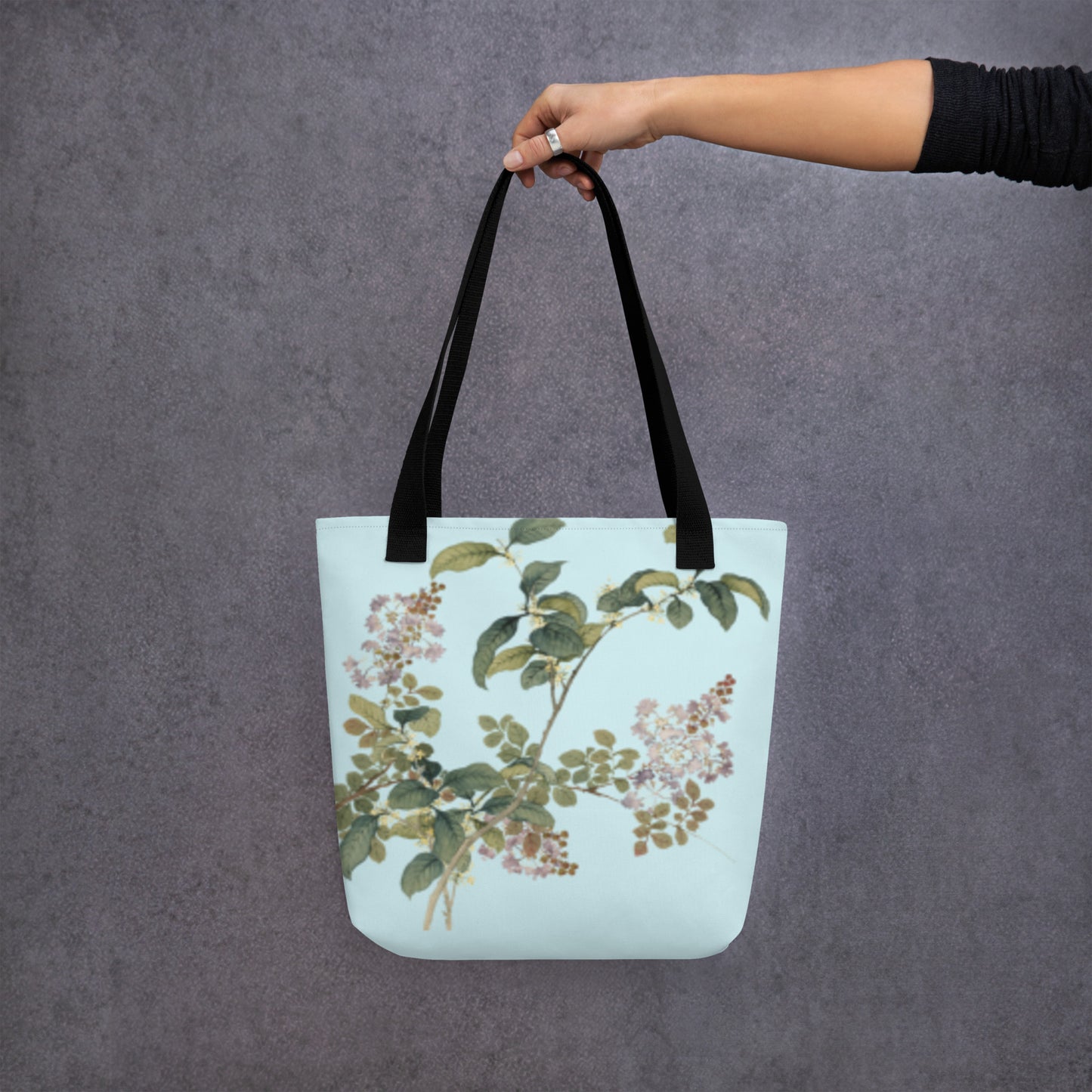 The Spirit of Flowers in Twelve Months｜Osmanthus and Crape Myrtle in Bloom｜Tote bag｜Aqua blue