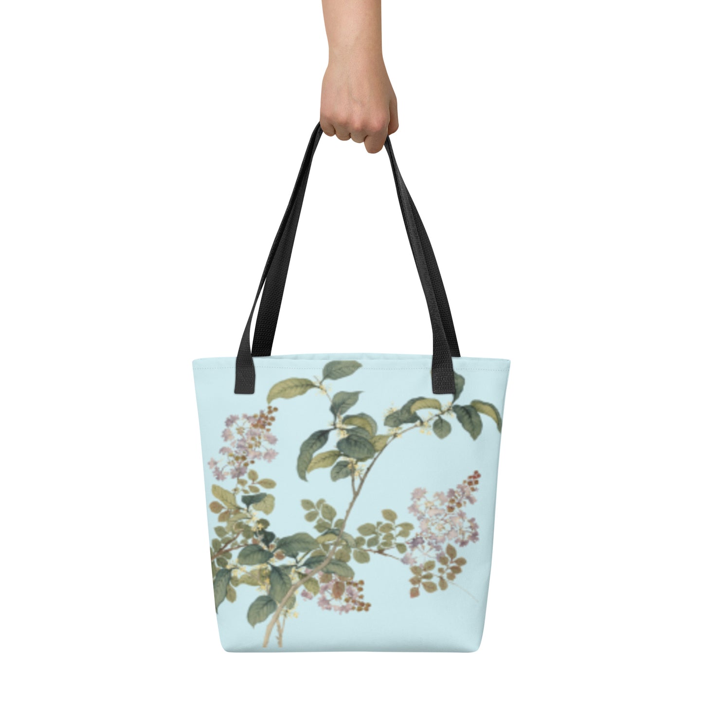 The Spirit of Flowers in Twelve Months｜Osmanthus and Crape Myrtle in Bloom｜Tote bag｜Aqua blue